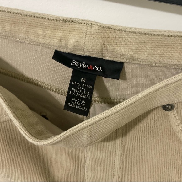 Style & Co Women’s Beige Tan Mid-Rise Corduroy Leggings Pants - Picture 2 of 4